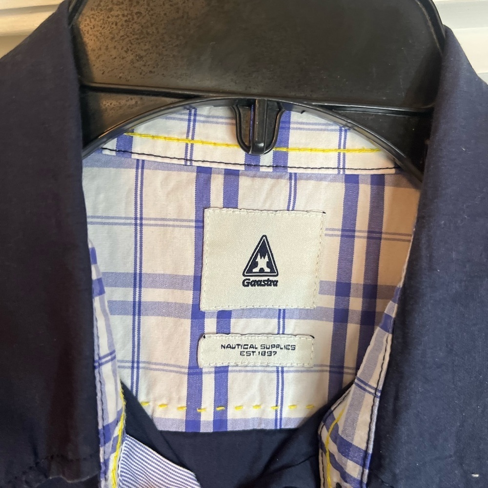 Gaastra Nautical Graphic Button Up Navy Navigation Supplies Sz L Sailing Maritim - Picture 7 of 10